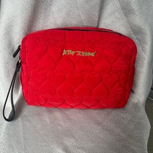 Betsey Johnson Red Quilted Heart Cosmetic Wristlet